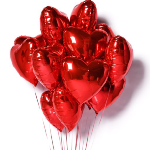 10 Red Heart Balloons